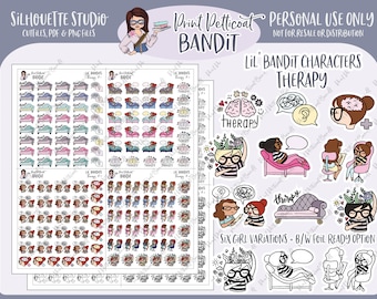 Lil' Bandit Printable Character Stickers - Therapy | DIY Planner Stickers | Silhouette Cut Files | Printable Stickers