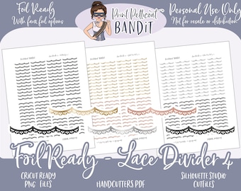 FOIL READY Printable Divider Planner Stickers (Lace Design 4) | Dividers / Headers | Silhouette cutfiles | Decorative Stickers | xclusive