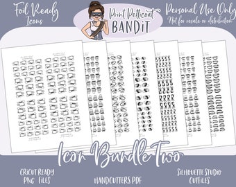 FOIL READY Decorative Icon Planner Sticker Bundle | Bundle One Dainty Foil Stickers | Silhouette cut files | Cricut .png | Pdf | xclusive