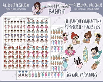 Lil' Bandit Printable Character Stickers - Summer II | DIY Planner Stickers | Silhouette Cut Files | Printable Stickers