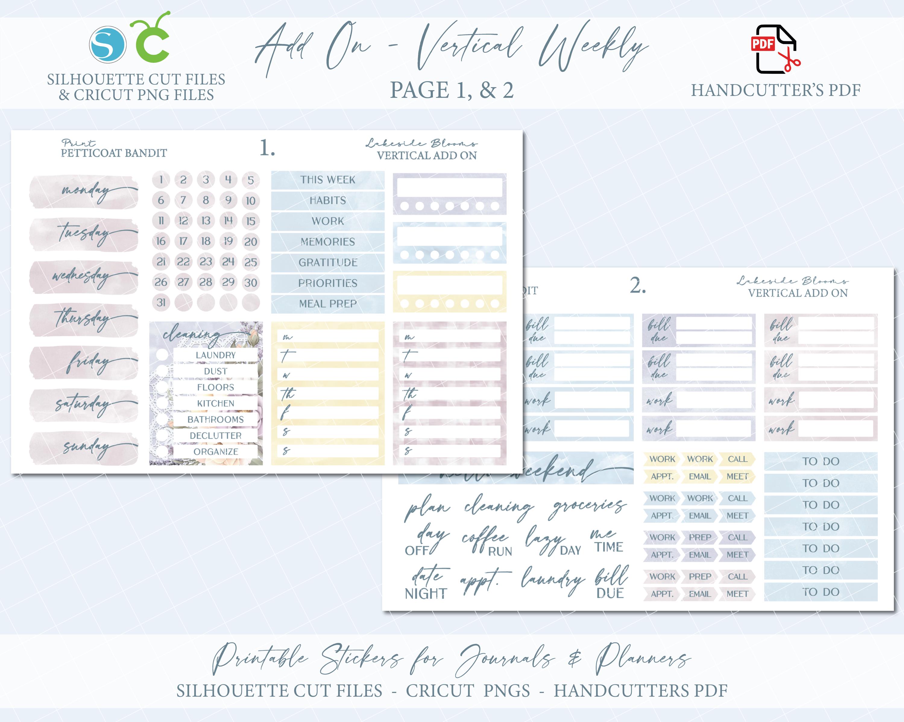 Spring Printable Add on Vertical Weekly Planner Sticker Kit - Lakeside ...