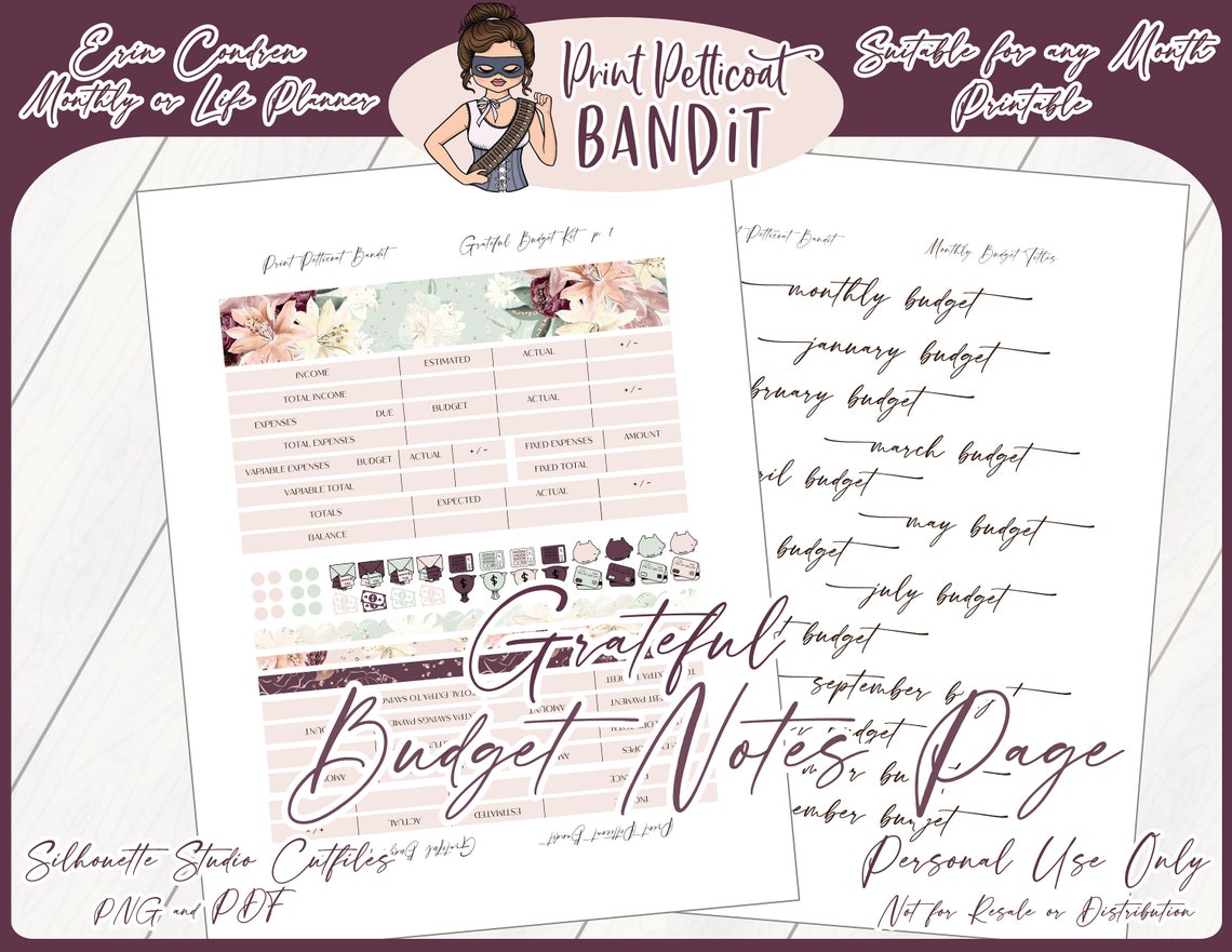 Printable Erin Condren Monthly Budget Bundle Budget Planner - Etsy