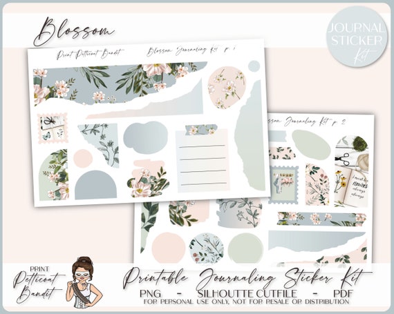 Kit d'autocollants de journalisation imprimables Blossom Autocollants de journal  Kit de planificateur décoratif Fichiers de découpe de silhouette Cricut png  -  France