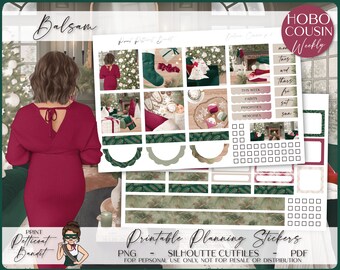 Printable Hobonichi Cousin Weekly Planner Kit - Balsam | Foil Ready | Silhouette Cut Files | Cricut png | A5 Hobo Cousin Sticker Kit