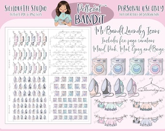 Ms. Bandit Laundry Icons Printable Icon Stickers | Digital Printable Planner Stickers | Silhouette Cut Files | PNG | PDF | xclusive