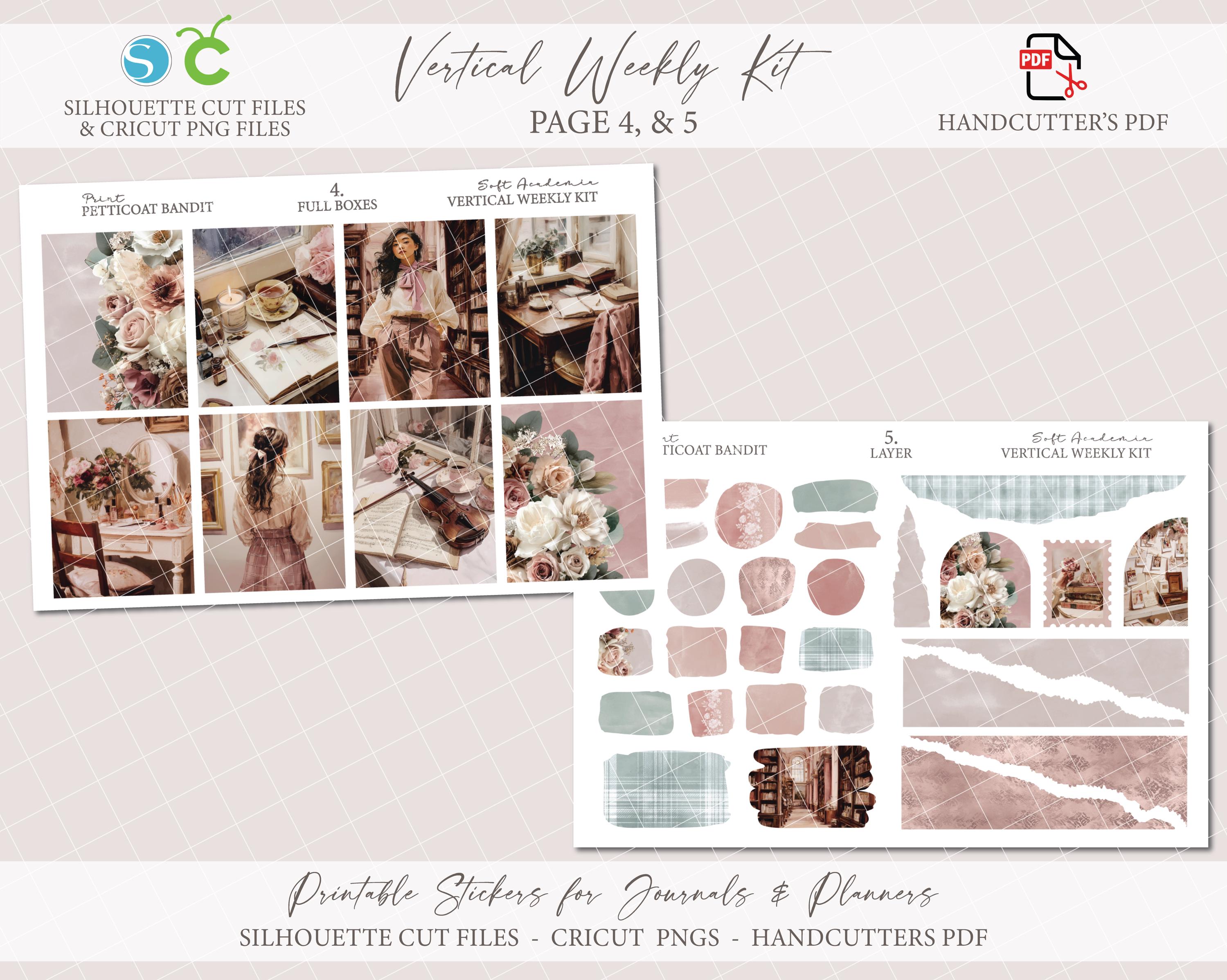 Fall Printable Vertical Weekly Planner Sticker Kit - Soft Academia ...