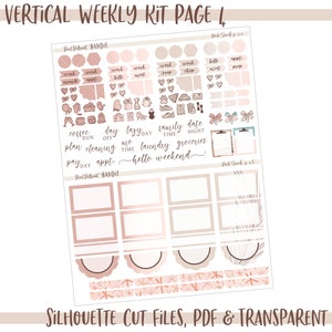 Printable Vertical Weekly Planner Kit Pink Sands FOIL READY Silhouette ...