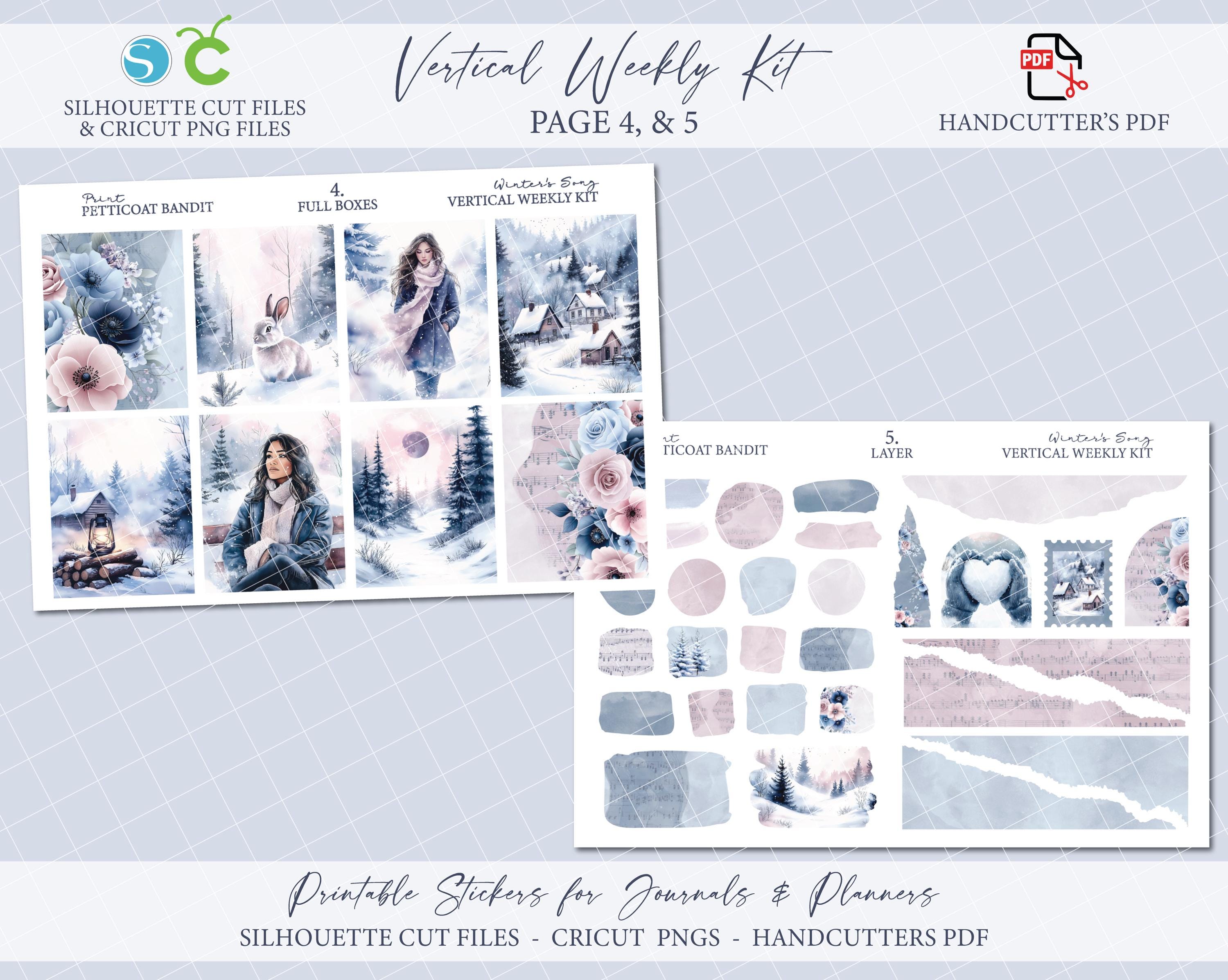 Printable Vertical Weekly Planner Sticker Kit - Winter's Song ...