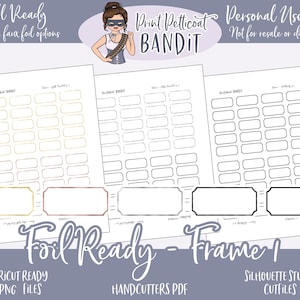FOIL READY Printable Frame 1 | Foil Ready Labels | Faux Foil Printable Stickers | Silhouette cut files | Decorative Planner Stickers