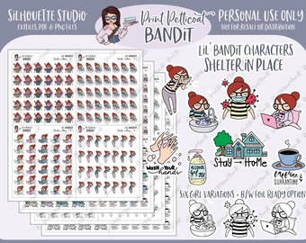 Lil' Bandit Printable Character Stickers - Shelter in Place | DIY Planner Stickers | Silhouette Cut Files | Printable Stickers