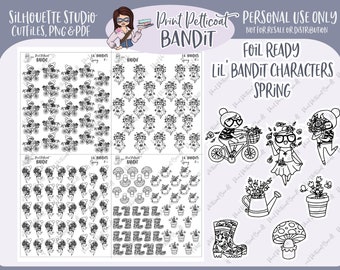 FOIL READY Lil' Bandit Printable Character Stickers - Spring | DIY Planner Stickers | Silhouette Cut Files | Stickers