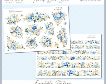 Printable Floral Kit - Refresh | Spring Floral Journal Stickers | Winter Decorative Planner Stickers | Silhouette Cutfile | Cricut PNG | PDF