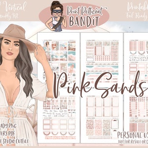 Printable Vertical Weekly Planner Kit Pink Sands FOIL READY Silhouette ...