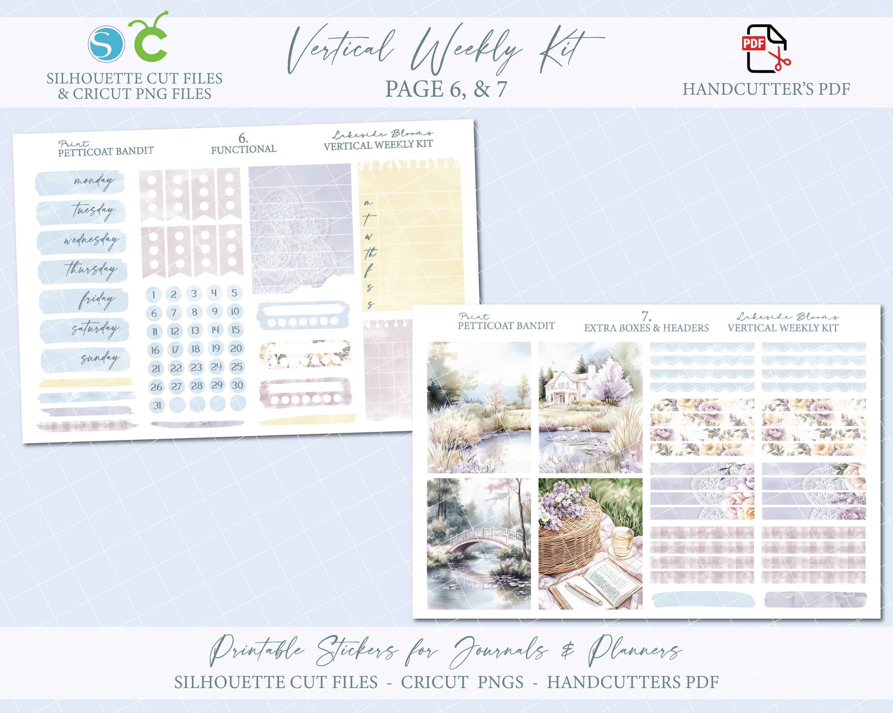 Spring Printable Vertical Weekly Planner Sticker Kit - Lakeside Blooms ...