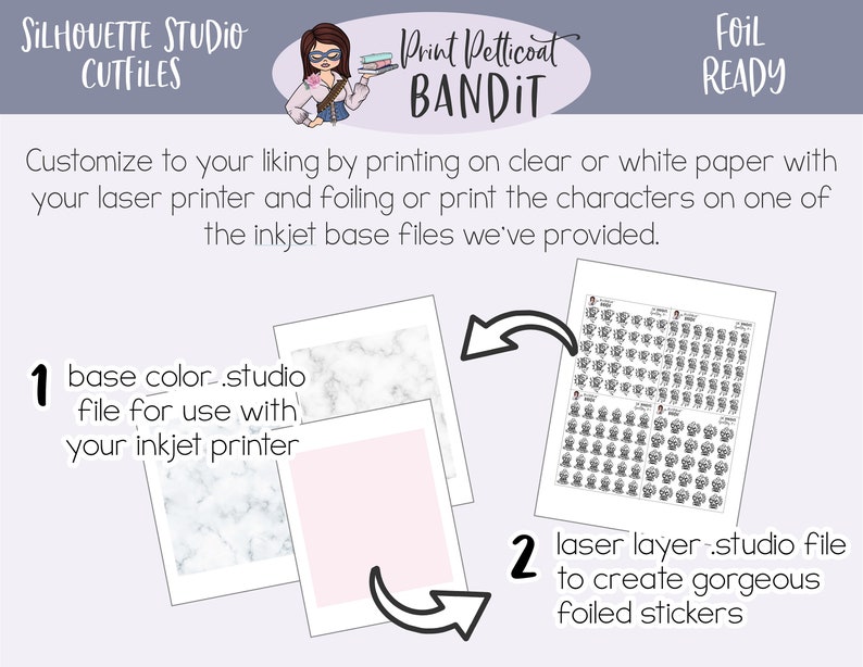 Stickers Silhouette Cut Files DIY Planner Stickers Good Day Foil Ready Lil/' Bandit Printable Character Stickers