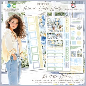 Printable Hobonichi Weeks Weekly Planner Kit - Refresh | Silhouette Cut Files | Cricut png | Spring Hobo Weeks Sticker Kit