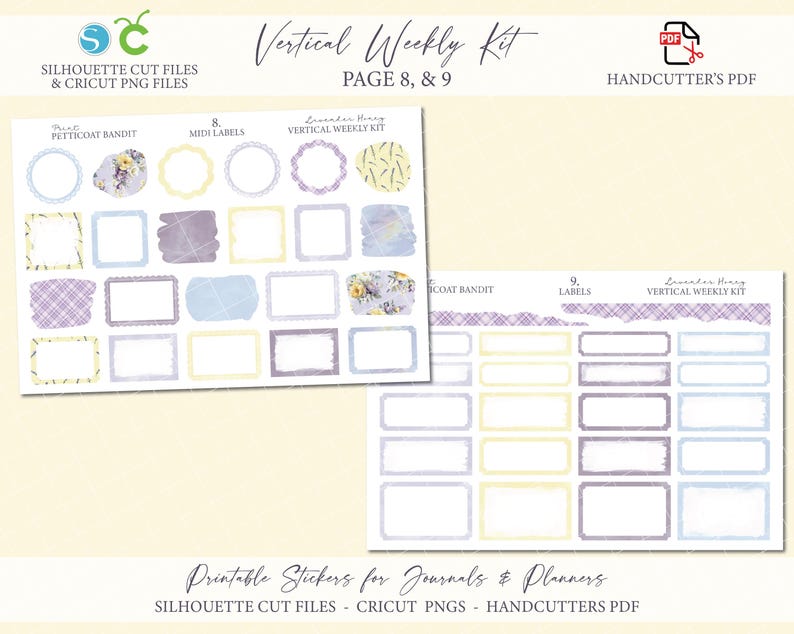 Spring Printable Vertical Weekly Planner Sticker Kit - Lavender Honey ...