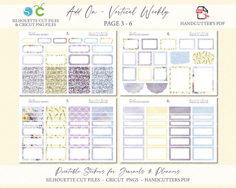 Spring Printable Add on Vertical Weekly Planner Sticker Kit - Lavender ...