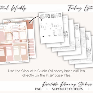 Printable Vertical Weekly Planner Sticker Kit Midnight Foil Ready Silhouette Cut Files Cricut png EC Weekly Sticker Kit image 8