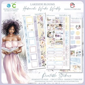 Spring Printable Hobonichi Weeks Weekly Planner Kit - Lakeside Blooms | Silhouette Cut Files | Cricut png | Spring Hobo Weeks Sticker Kit