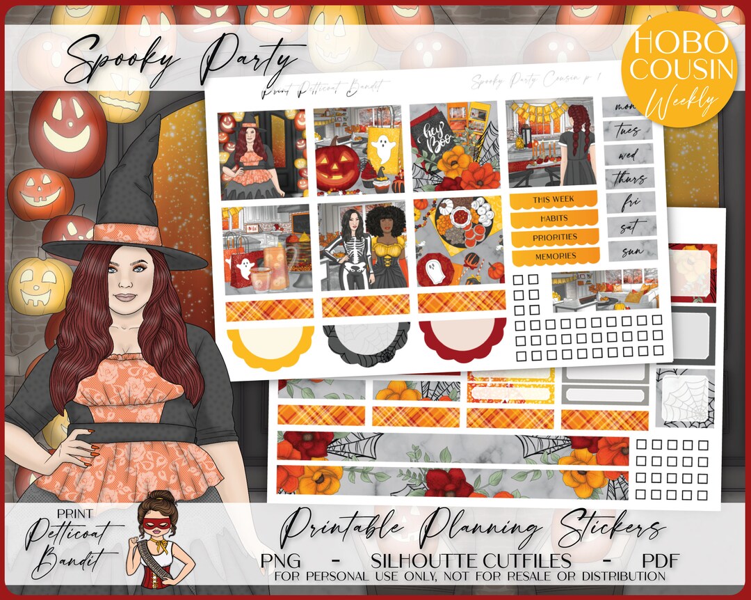 Printable Hobonichi Cousin Weekly Planner Kit Spooky Party Foil Ready ...
