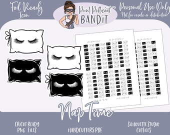 FOIL READY Decorative Icon Planner Stickers | Nap Time Dainty Foil Stickers | Silhouette cut files | Cricut .png | Pdf | xclusive