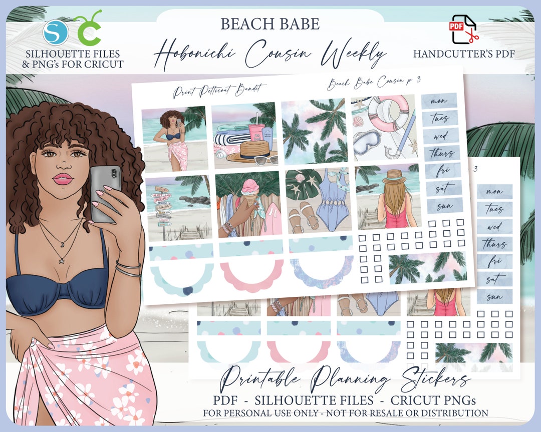 Printable Hobonichi Cousin Weekly Planner Kit - Beach Babe | Silhouette ...