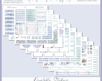 Spring Printable Add On Vertical Weekly Planner Sticker Kit - April Showers | Weekly Sticker Kit | Silhouette Cutfiles | Cricut PNG | PDF