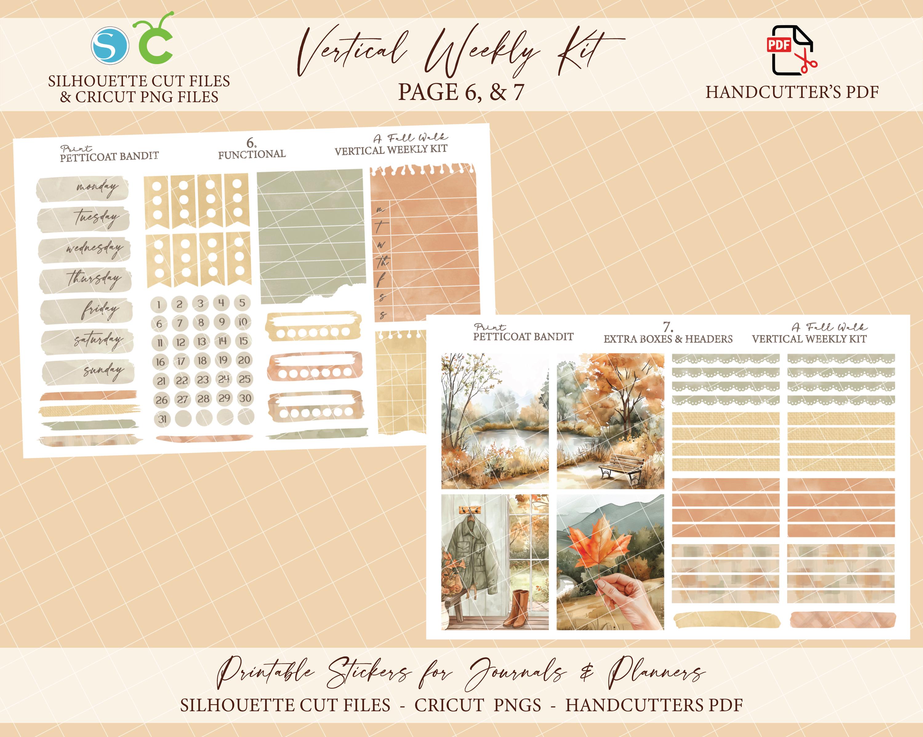 Printable Vertical Weekly Planner Sticker Kit - A Fall Walk ...
