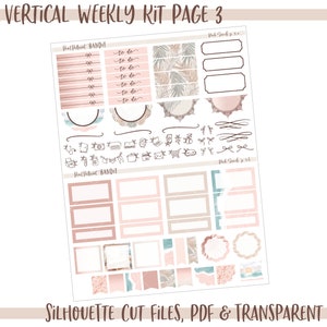 Printable Vertical Weekly Planner Kit Pink Sands FOIL READY Silhouette ...