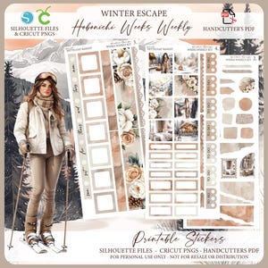 Hobonichi Wochen Wochenplaner Kit - Winter Escape | Neutrales Winterset | Silhouette Schnittdateien | Cricut | Hobo Weeks Sticker Kit