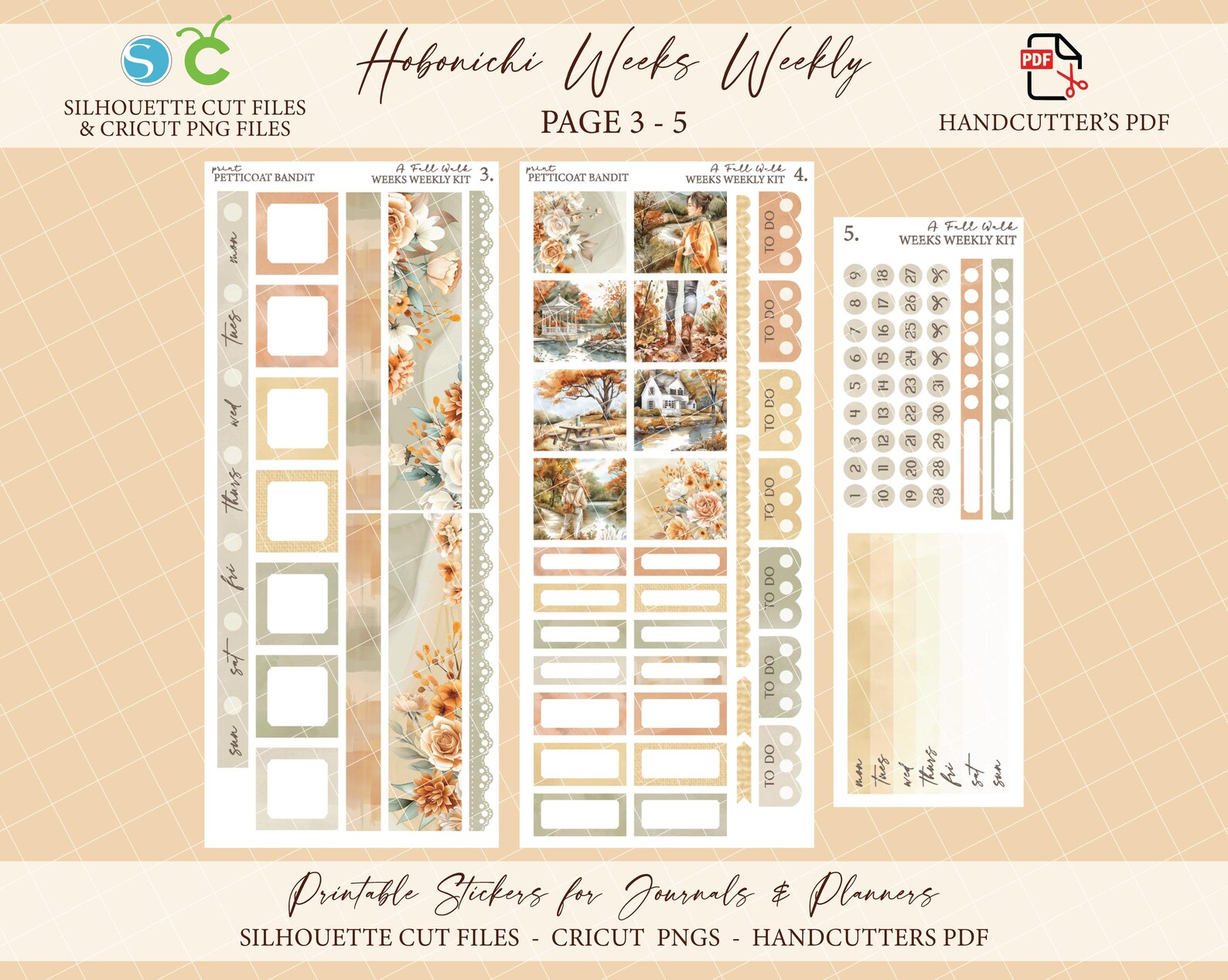 Printable Hobonichi Weeks Weekly Planner Kit - A Fall Walk | Foil Ready ...
