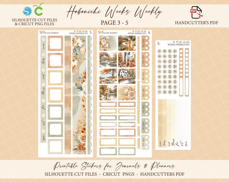 Printable Hobonichi Weeks Weekly Planner Kit - A Fall Walk | Foil Ready ...