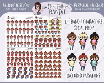 Lil' Bandit Printable Character Stickers - Social Media | DIY Planner Stickers | Silhouette Cut Files | Printable Stickers