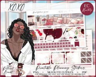 Erin Condren Monthly Kit | Foil Ready | Printable Planner Stickers | EC Monthly | Silhouette Cutfiles | Cricut PNG | PDF | XoXo