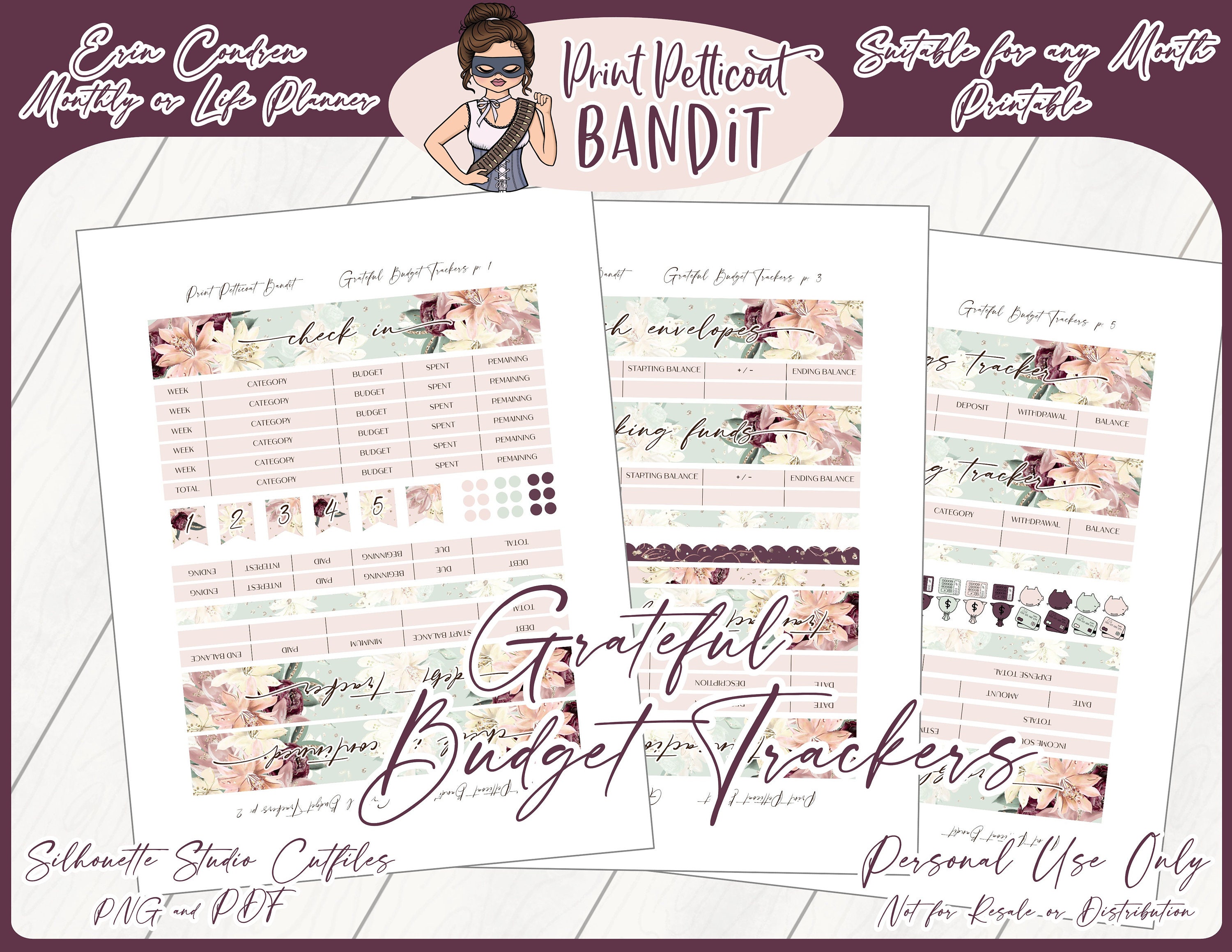 Printable Erin Condren Monthly Budget Bundle Budget Planner - Etsy