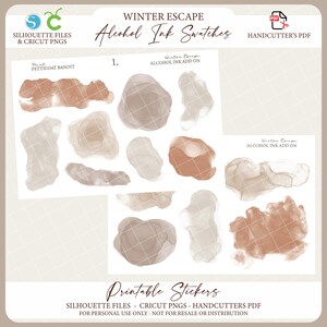 Alkohol Tinte Swatches - Winter Escape |  Neutrale Farbe Journal Aufkleber | Dekorative Planer Aufkleber | Silhouette | Cricut | PDF-Datei