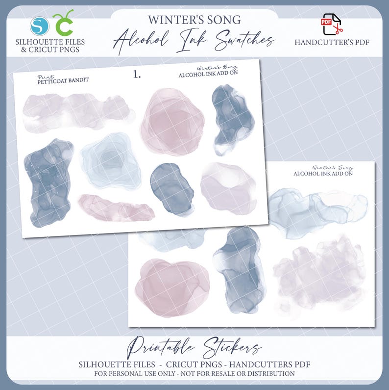 Printable Alcohol Ink Swatches - Winter's Song | Journal Stickers ...