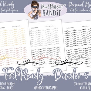 FOIL BEREIT Printable Divider 5 | Foil Ready Etiketten | Faux Foil druckbare Aufkleber | Silhouette Schnittdateien | Dekorative Sticker