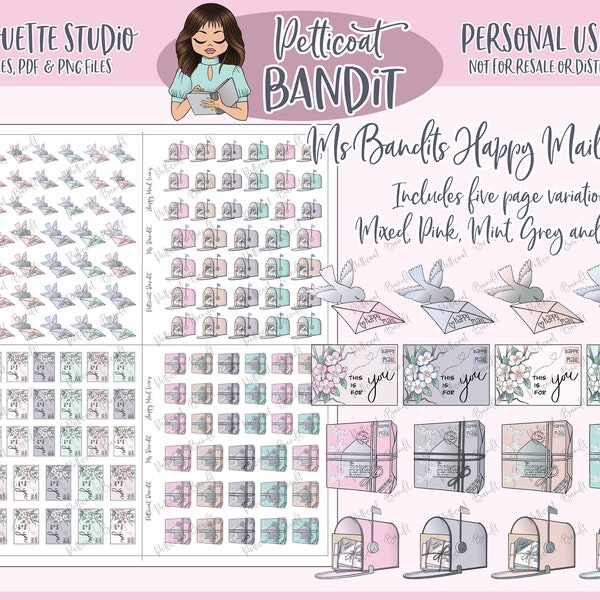 Ms. Bandits Happy Mail Icons Printable Icon Stickers | Digital Printable Planner Stickers | Silhouette Cut Files | PNG | PDF | xclusive
