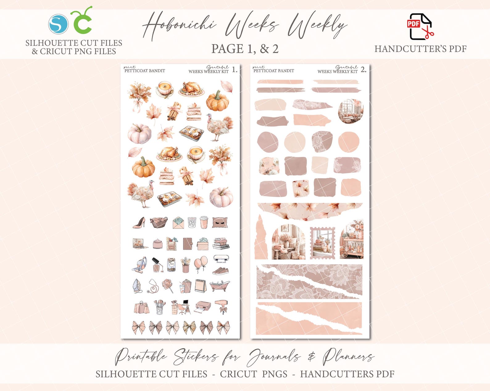 Fall Thanksgiving Printable Hobonichi Weeks Weekly Planner Kit ...