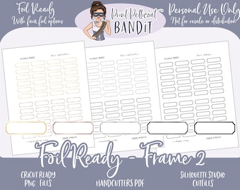 FOIL READY Printable Frame 2 | Foil Ready Labels | Faux Foil Printable Stickers | Silhouette cut files | Decorative Planner Stickers