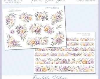 Spring Printable Floral Kit - Lakeside Blooms | Journal Stickers |Winter Decorative Planner Stickers | Silhouette Cutfile | Cricut PNG | PDF