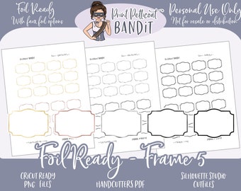 FOIL READY Printable Frame 5 | Foil Ready Labels | Faux Foil Printable Stickers | Silhouette cut files | Decorative Planner Stickers