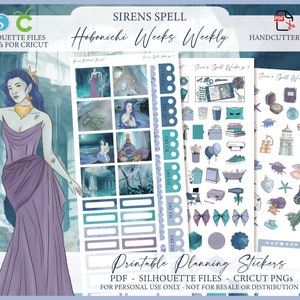 Printable Hobonichi Wochen Wochenplaner Kit - Sirens Spell | Folienfertig | Silhouette Schnittdateien | Cricut png | Hobo Weeks Sticker Kit