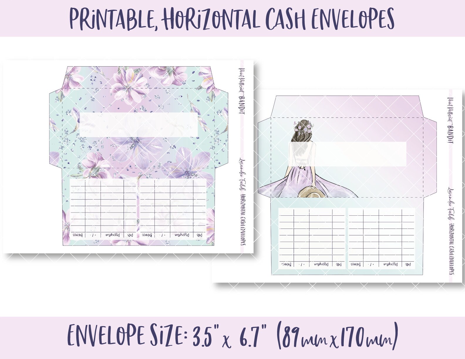 8 Printable Horizontal Cash Envelopes Transaction Tracker | Etsy