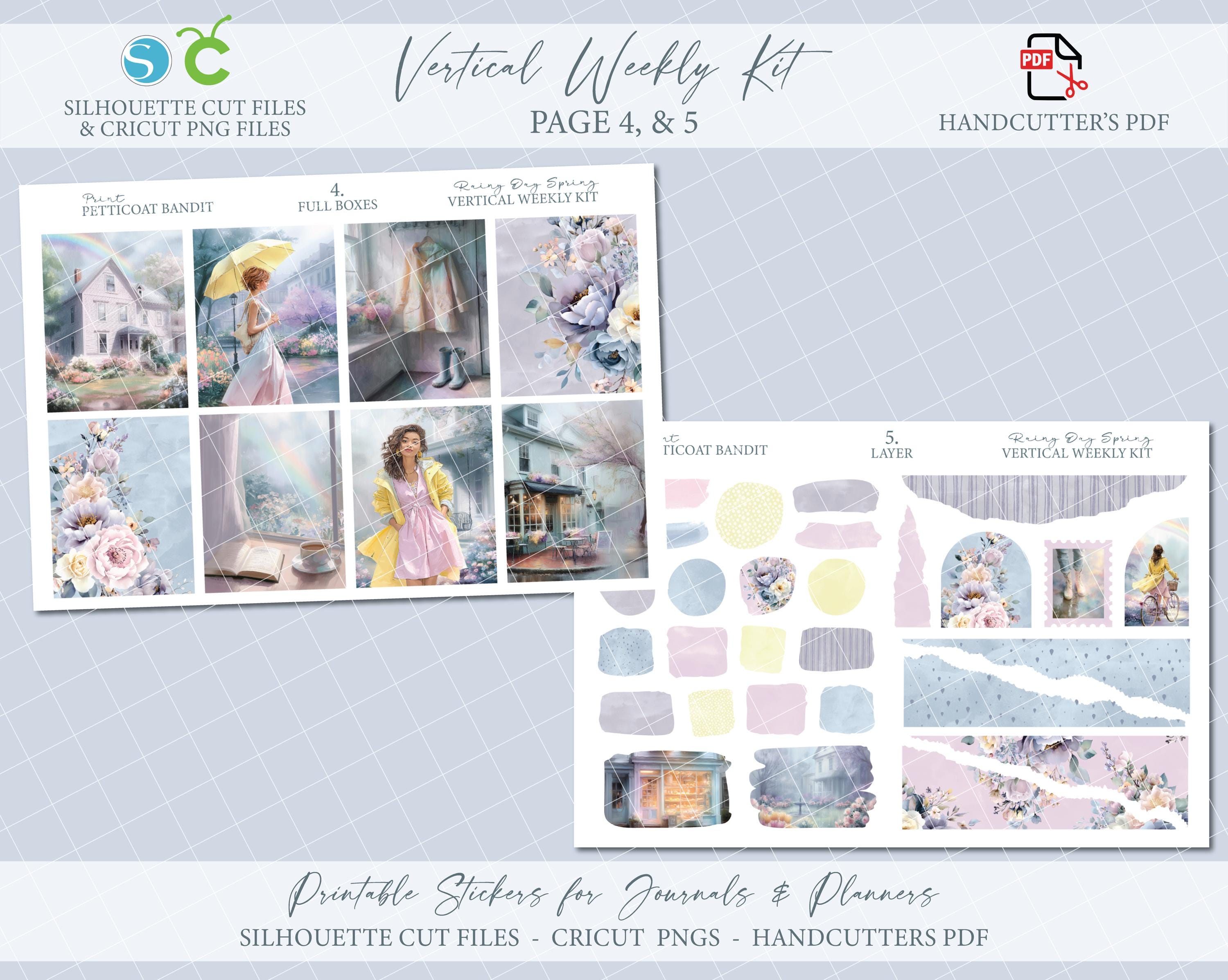 Spring Printable Vertical Weekly Planner Sticker Kit - Spring Rain ...