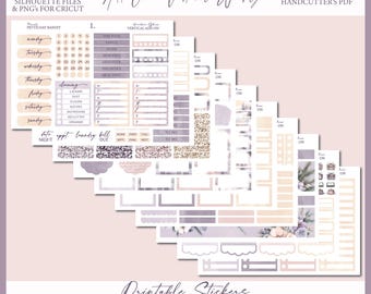 Printable Add On Vertical Weekly Planner Sticker Kit - Winter Glow | Snowy Winter Weekly Sticker Kit | Silhouette Cutfiles | Cricut | PDF