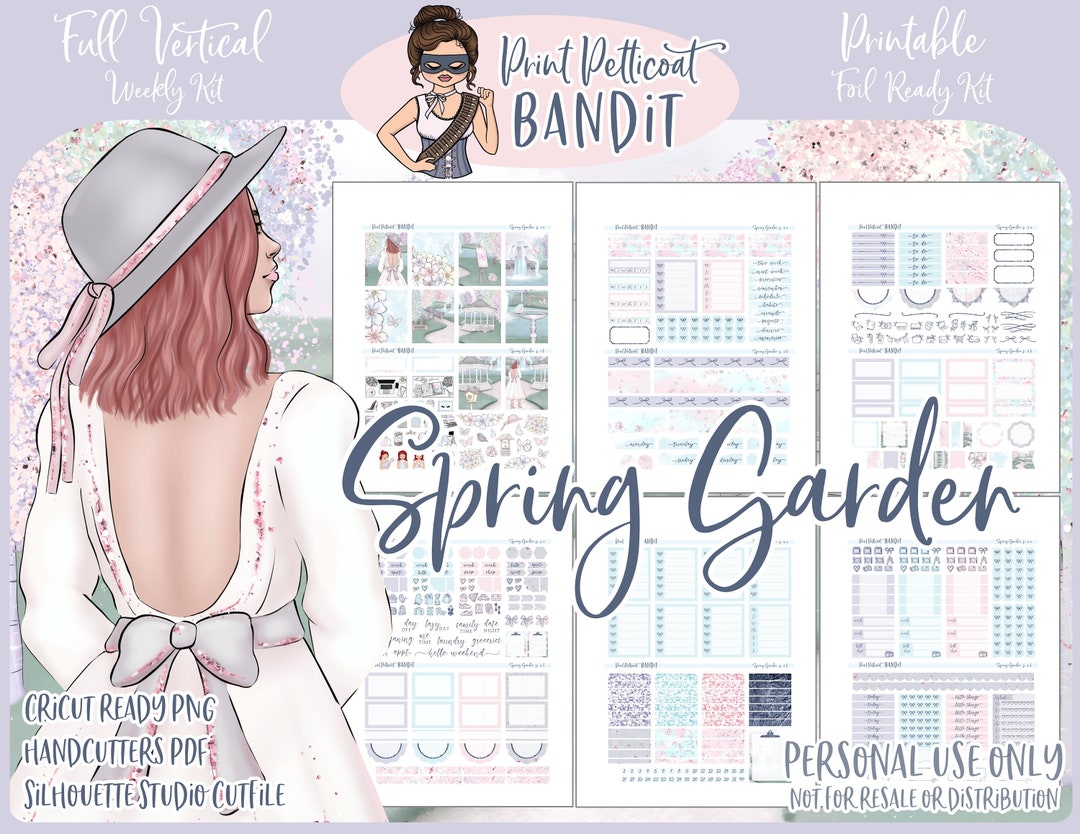 Printable Vertical Weekly Planner Kit Spring Garden FOIL READY ...
