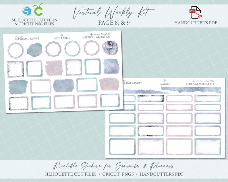 Winter Printable Vertical Weekly Planner Sticker Kit - Aurora Nights ...